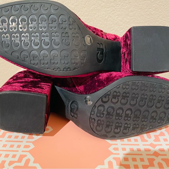 GB GIANNI BINI Cool Dayz Velvet Burgundy Ankle Boots | Size 11 - Picture 4 of 6